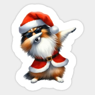 Christmas Shetland Sheepdog Dog Dabbing Dance Sticker